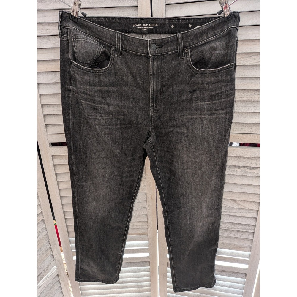 Chicos Boyfriend Ankle Jeans Womens 14R Chico Size 2.5R Faded Black Denim‎ Pants